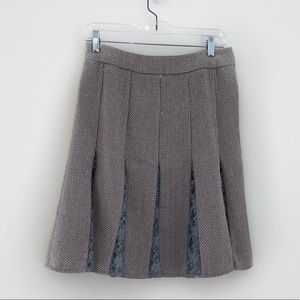 Worthington Taupe Tweed Mid Length Skirt Blue Lace Detailing Y2K Career Size 8